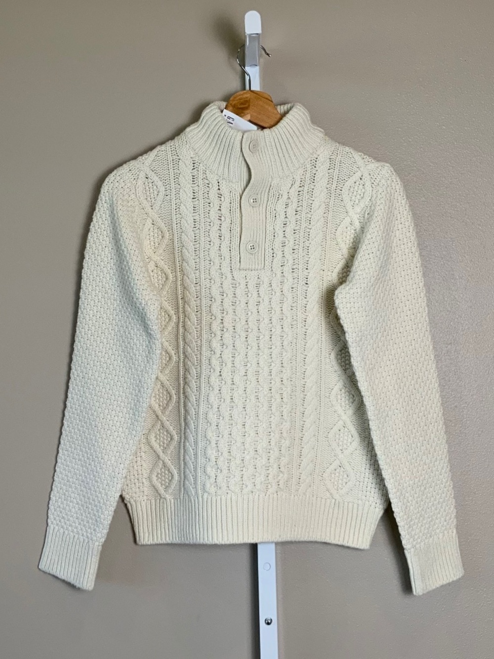 GAP Cable Knit Button Mockneck Sweater